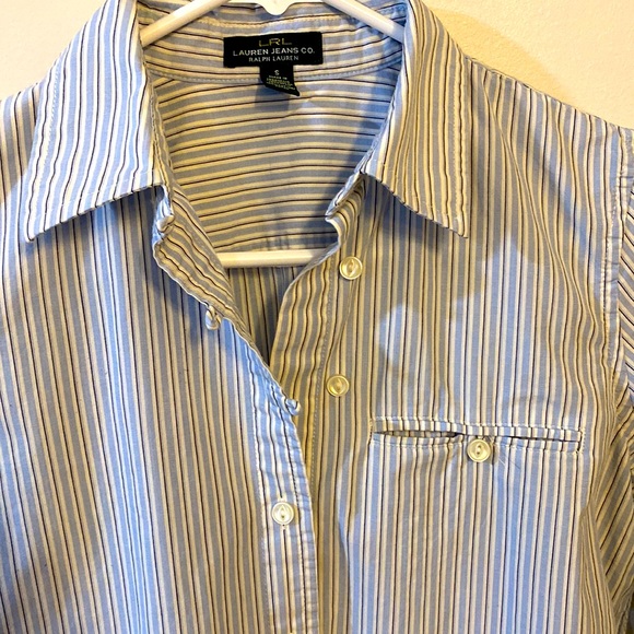 LRL Lauren Jeans Co 100% cotton button down stripes S - Picture 2 of 6